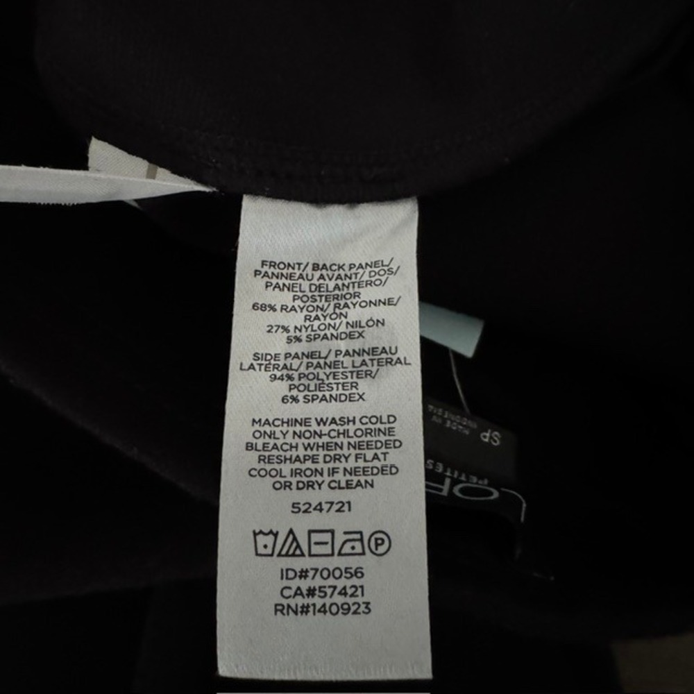 NWT LOFT Petites Black Velvet Side Stripe Leggings Women's SP - Picture 5 of 8
